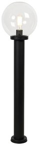 Candeeiro de pé exterior preto com globo transparente 100 cm IP44 - Sfera