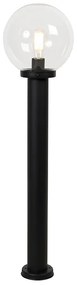 Candeeiro de poste exterior preto com globo transparente 100 cm IP44 - Sfera