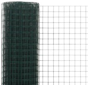 Cerca arame galinheiro 10x1,5 m aço c/ revestimento PVC verde