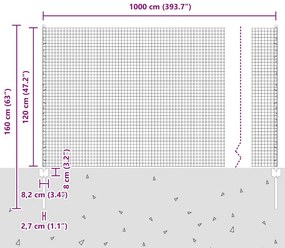 Cerca de Arame Soldado com 10 Postes Prateados 1,2x10 m de Aço