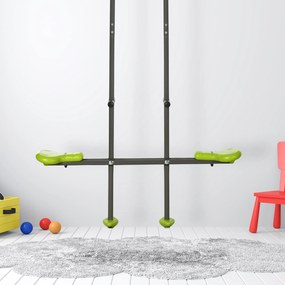 Balanço duplo para crianças, em aço e plástico, para parque infantil - 3 a 6 anos, 97,5 x 23 x 170 cm, verde