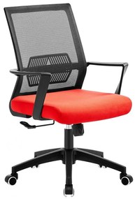 Cadeira de escritório RISLEY, preto, rede preta e tecido vermelho