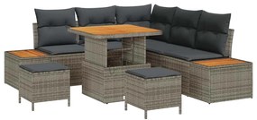 Conjunto de Sofá de Jardim com 8 Peças e Almofadas Cinzas