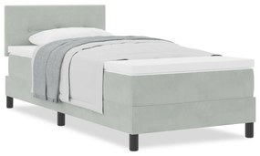 Cama Box Spring vidaXL com Colchão Cinza Claro 90x200 cm Veludo