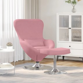 Cadeira de Ovo vidaXL com Puff Veludo Rosa
