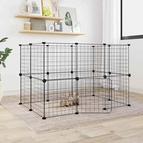 Gaiola p/ animais de 20 painéis c/ porta 35x35 cm aço preto