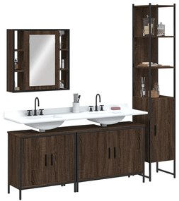 vidaXL 4 pcs conj. móveis wc derivados de madeira carvalho castanho
