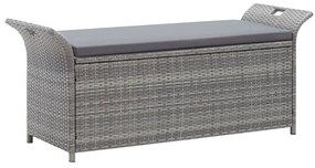 45809 vidaXL Banco de arrumação com almofadão 138 cm vime PE cinzento