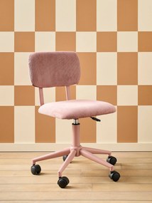Cadeira de secretária com rodinhas, em bombazina, para criança rosa