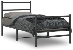Estrutura de cama com cabeceira e pés 90x200 cm metal preto