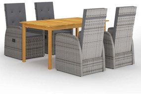 vidaXL 5 pcs conjunto de jantar de jardim cinzento