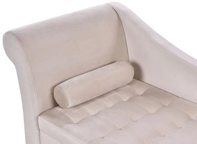Chaise-longue à esquerda com arrumação em veludo branco creme PESSAC Beliani