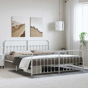 Estrutura de cama com cabeceira e pés 183x213 cm metal branco
