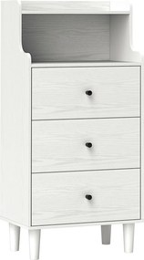 Cómoda com 3 Gavetas Cómoda de Quarto Estreita com Prateleiras Abertas Anti-Tombo Gaveteiro Alto 47x29x95 cm Branco