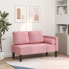 Chaise longue com almofadões veludo rosa