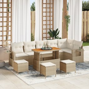 Conjunto de Sofás de Jardim com Almofadas em 10 Peças Bege Rattan Sint