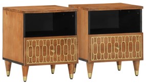 Mesas de cabeceira 2 pcs 40x33x46 cm madeira mangueira maciça