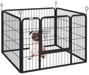 PawHut Parque para Cães com 4 Painéis Dobrável 82x82x60 cm com Porta e Fechadura para Exterior e Interior Cinza Escuro