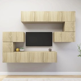 Conjunto móveis de TV 8pcs derivados de madeira carvalho sonoma