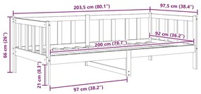 Sofá-cama pinho maciço 90x200 cm
