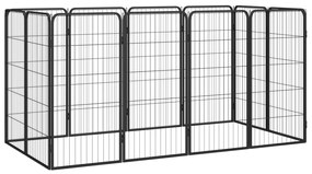 3115959 vidaXL Parque p/ cães c/ 12 painéis 50x100 cm aço revestido a pó preto