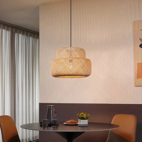 Candeeiro Pendente Japandi Preto com Bambu - Kea