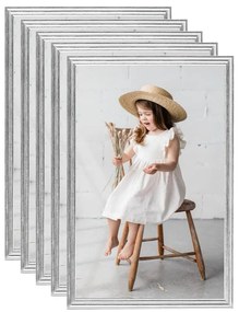 Molduras para parede 5 pcs 70x90 cm MDF prateado