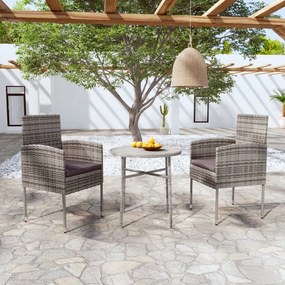 vidaXL 3 pcs conjunto de jantar para jardim vime PE antracite