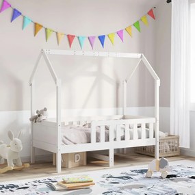 Cama infantil formato casa 70x140 cm pinho maciço branco