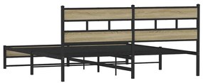 Estrutura de cama sem colchão 180x200cm metal carvalho sonoma