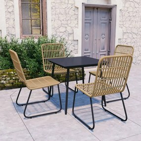 vidaXL 5 pcs conjunto de jantar para exterior vime PE e vidro