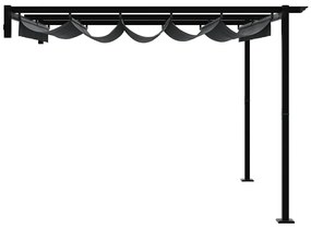 Gazebo Montado na Parede Cinzento-escuro 3 x 3 m Aço