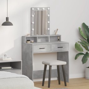 mesa de maquilhagem vidaXL com luzes LED cinza de betão 79x41x140 cm