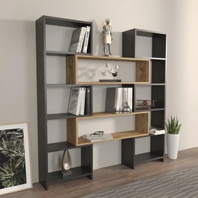 Estante Poyraz – Preto Carvalho – 163,5x150x22 cm