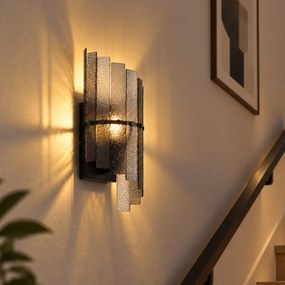Candeeiro de Parede de Design Preto com Vidro Fumê - Versailles