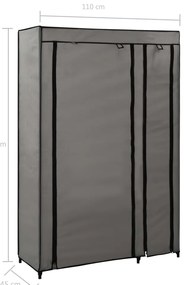 Roupeiro dobrável 110x45x175 cm tecido cinzento