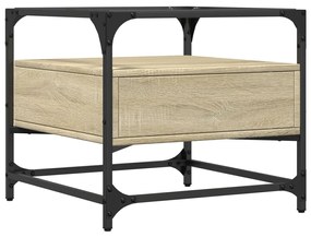 Mesa de centro c/topo de vidro 50x50x45cm carvalho sonoma aço