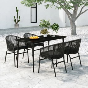 vidaXL 5 pcs Conjunto de jantar para jardim preto