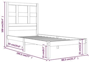 Estrutura cama pequena solteiro 75x190 cm madeira maciça preto