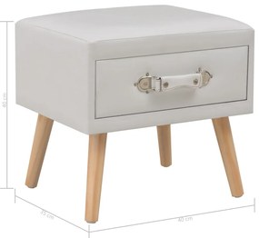 Mesa-de-cabeceira 40x35x40 cm couro artificial branco