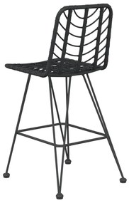 Bancos de bar 2 pcs 45x56x103,5 cm vime PE e aço preto