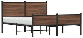 Estrutura de cama sem colchão 140x190cm metal carvalho castanho