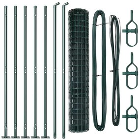 Cerca Euro da com 7 postes, 1,6 x 10 m, em aço galvanizado