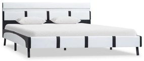 Estrutura de cama com LED 140x200 cm couro artificial branco