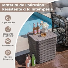 Baú de arrumação para exterior 43 L Caixa de arrumação em vime Resina Baú de jardim com tampa amovível Mesa lateral de arrumação de jardim para terraç