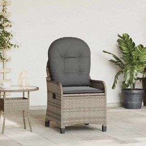 Cadeira Recliner vidaXL com Almofada Cinza em Rattan Sintético