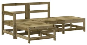 4 pcs conjunto lounge de jardim c/ almofadões pinho impregnado