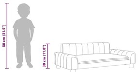 Sofá infantil 90x53x30 cm tecido cinzento-claro