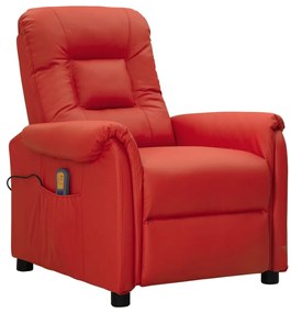 vidaXL Cadeira de massagens couro artificial vermelho tinto
