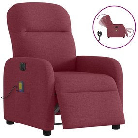 vidaXL Poltrona reclinável de massagens elétrica tecido vermelho tinto